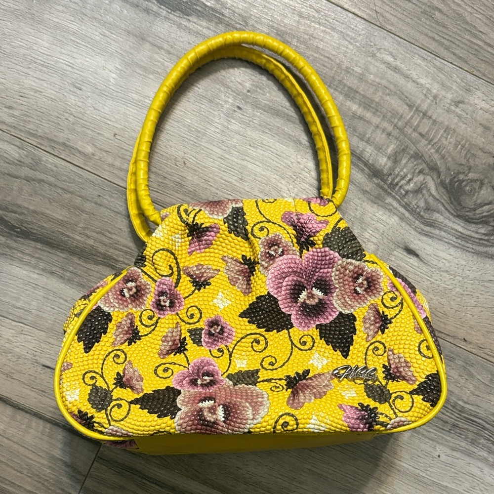 Floral Pebbled Yellow Mini Bag